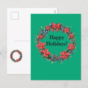 Elegant Christmas Wreath Postcard