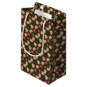 Elegant Christmas Wreath Red Green Kaleidoscopic Small Gift Bag