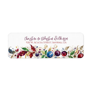 Elegant Christmas Wreath Return Address