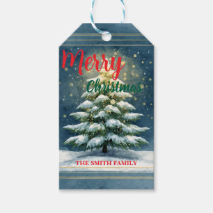 Elegant Christmas Xmas winter pine tree forest Hol Gift Tags