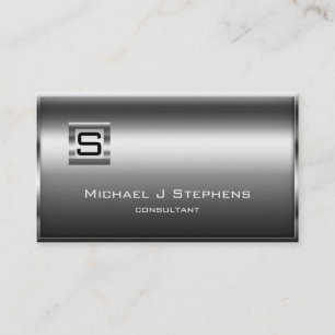 Elegant Chrome Monogram Business Card