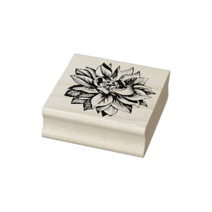 Elegant Chrysanthemum Flower Blossom Floral Rubber Stamp