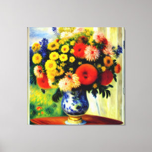 Elegant Chrysanthemum Vase by Window Canvas Print