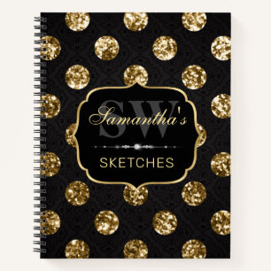 Elegant Chunky Gold Circles Glitter Sketchbook Notebook