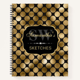 Elegant Chunky Gold Circles Glitter Sketchbook Notebook