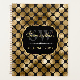 Elegant Chunky Gold Faux Foil Circles Monogram Planner