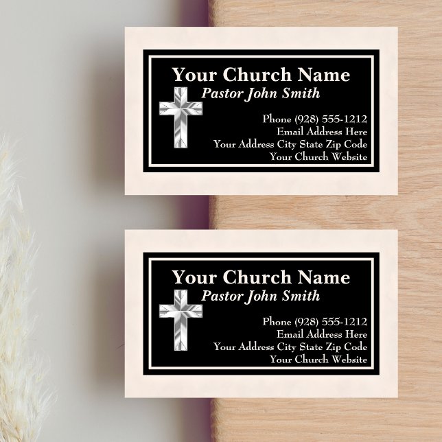 Elegant Church Pastor Black Linen Business Cards (Elegant Church Pastor Black Linen Business Cards)