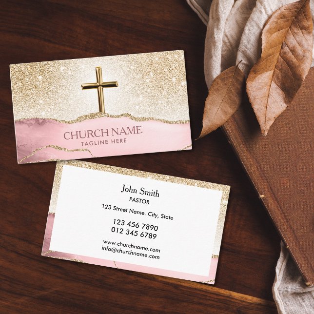 Elegant Church Pastor Deacon Bishop Gold Cross Business Card (Creator Uploaded)