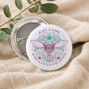 Elegant Cicada Insect Botanical Line Art Quotation 3 Cm Round Badge