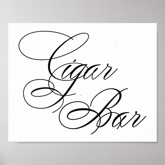 Elegant Cigar Bar Black Script | Horizontal Table Poster (Front)