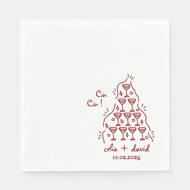 Elegant Cin Cin Italian Wedding  Napkin (Front)