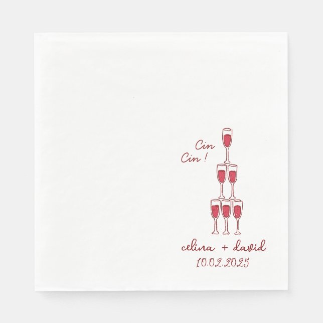 Elegant Cin Cin Italian Wedding Party Napkin (Front)