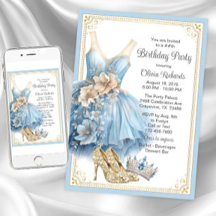 Elegant Cinderella Birthday Party  Invitation