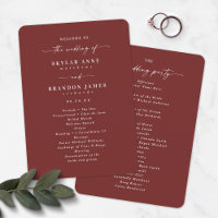 Elegant Cinnamon Red Wedding Ceremony Program