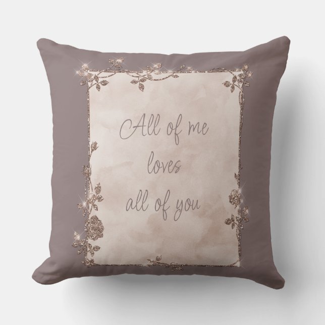 Elegant Cinnamon Slate  Sparkle Frame Valentine  Cushion (Front)