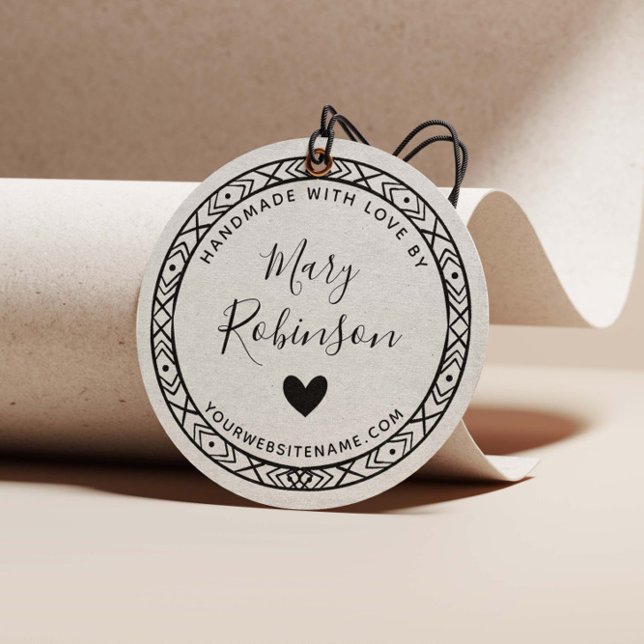 Elegant Circle Custom Name Handmade With Love Rubber Stamp (Creator Uploaded)