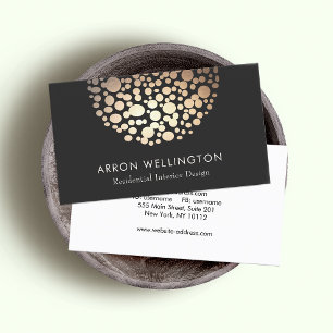 Elegant Circle Gold Sphere Black Modern Business Card