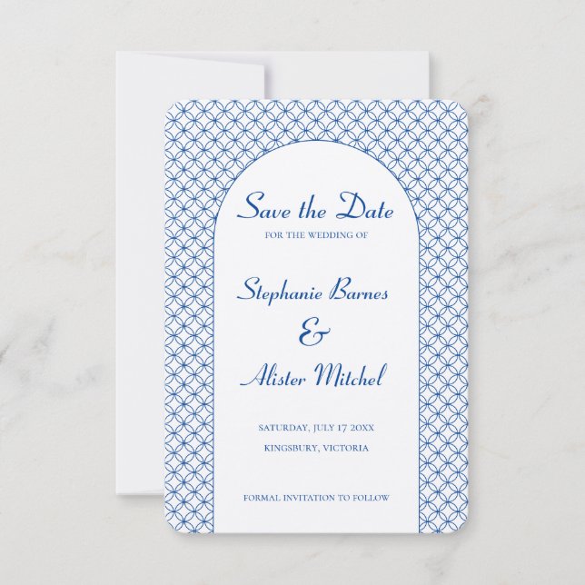 Elegant Circle Seamless Pattern Geometric Save The Date (Front)