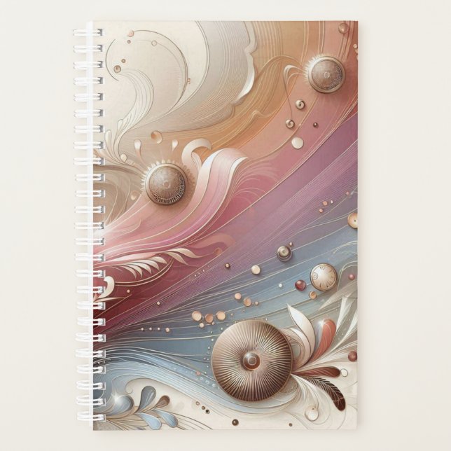 Elegant Circles & Feathers Planner (Front)