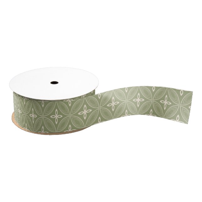 Elegant Circles on Sage Green Ribbon Grosgrain Ribbon (Spool)