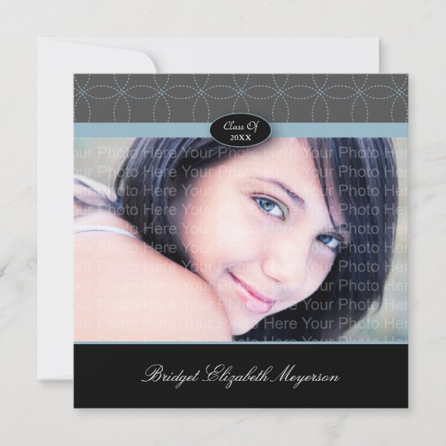 Elegant Circles Pattern: Blue Editable Invitation (Front)