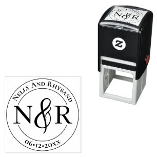 Elegant Circular Monogram With Ampersand Wedding Self-inking Stamp