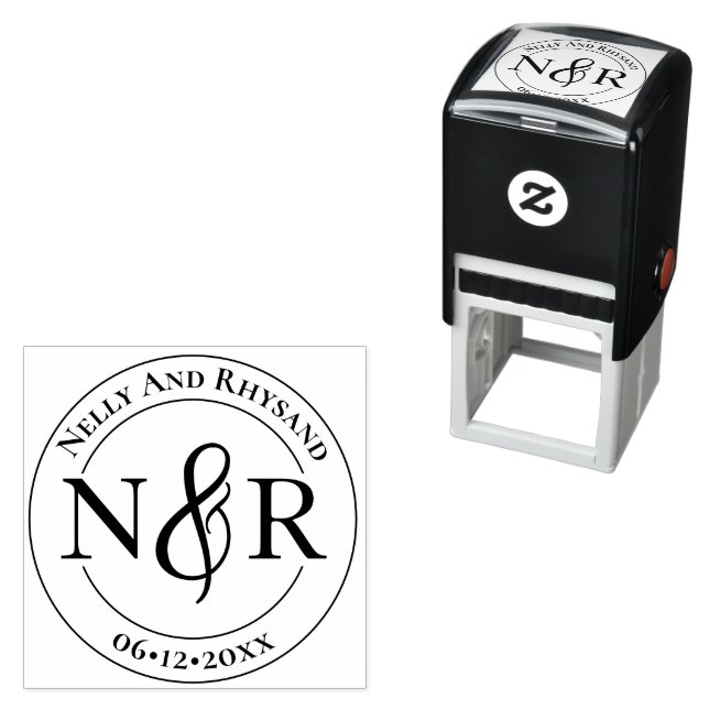 Elegant Circular Monogram With Ampersand Wedding Self-inking Stamp (In Situ)