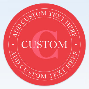 Elegant Circular Text Template Editable Red White