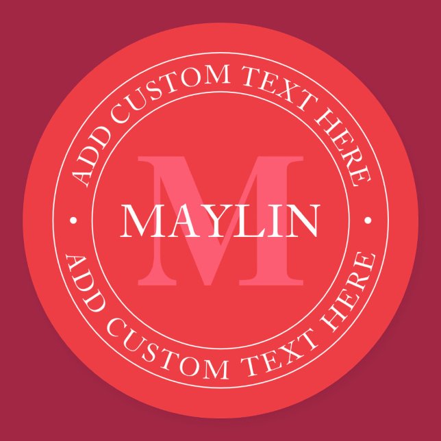 Elegant Circular Text Template Editable Red White Classic Round Sticker (Creator Uploaded)