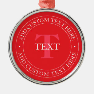 Elegant Circular Text Template Editable Red White Metal Tree Decoration