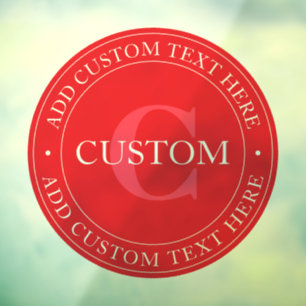 Elegant Circular Text Template Editable Red White Window Cling