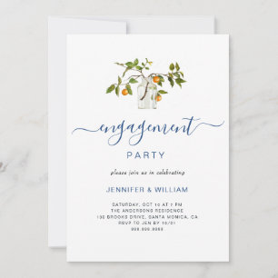 Elegant Citrus Arrangement Photo Engagement Party Invitation