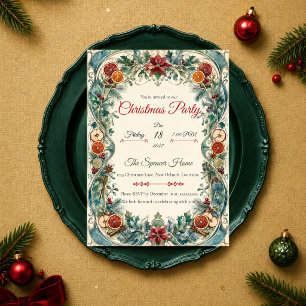 Elegant Citrus Art Nouveau Christmas Party Invitation