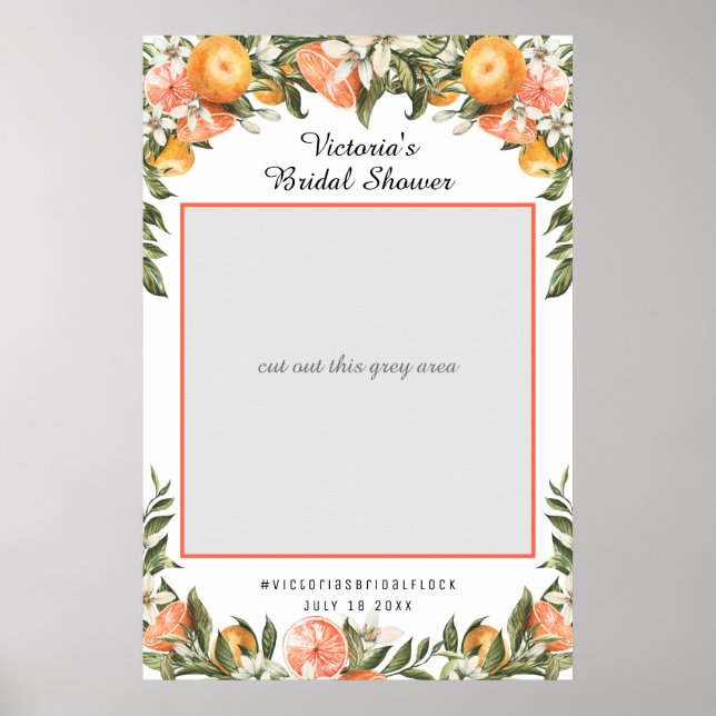 Elegant Citrus Botanical Bridal Shower Photo Prop Poster (Front)