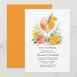 Elegant Citrus Cocktail Floral Engagement Party Invitation