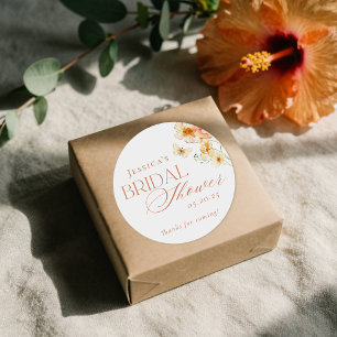 Elegant Citrus Floral Bridal Shower Classic Round Sticker