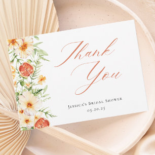 Elegant Citrus Floral Bridal Shower Thank You Card
