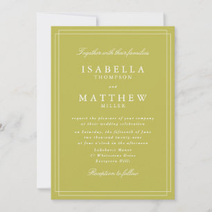 Elegant Citrus Green Framed Wedding Invitation