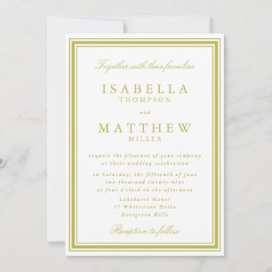 Elegant Citrus Green Wedding Invitation with Borde