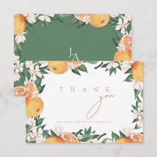 Elegant Citrus Orange Blossom Wedding Thank You Card