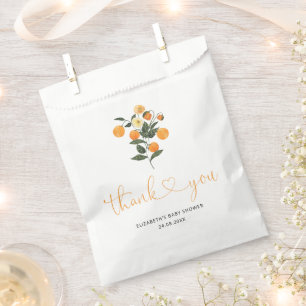 Elegant Citrus Orange Botanical Baby Shower Favour Bags