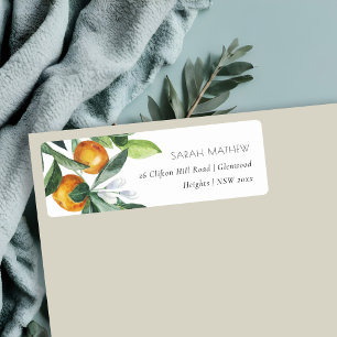 Elegant Citrus Orange Botanical Boho Address