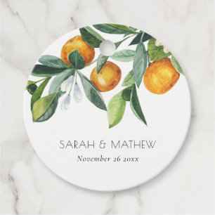 Elegant Citrus Orange Botanical Boho Wedding Favour Tags