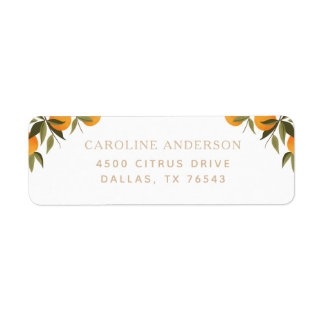 Elegant Citrus Orange Branch Return Address Label