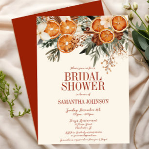 Elegant Citrus Orange Floral Bridal Shower Invitation