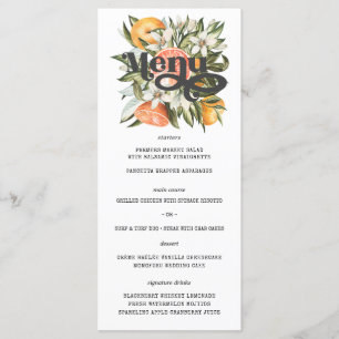 Elegant Citrus Orchard Boho Botanical Wedding Menu