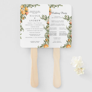 Elegant Citrus Orchard Wedding Program Hand Fan