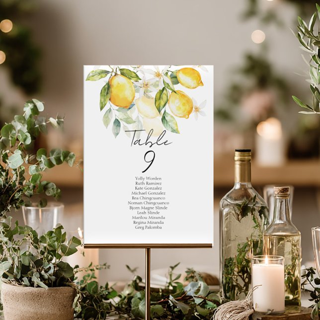 Elegant citrus table number seating chart cards (Creator Uploaded)