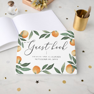 Elegant Citrus Wedding Watercolor Summer Orange Guest Book