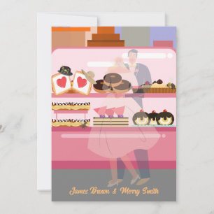 Elegant City Couple in Love Cakes  Wedding Invitation
